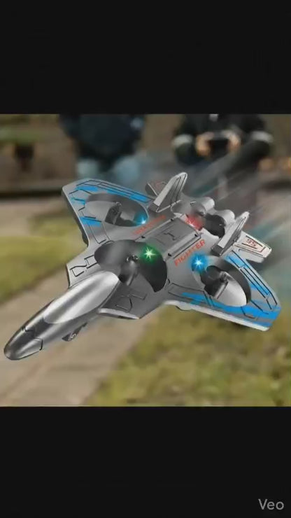RC Jet Fighter Plane for Kids – LED Lights, Rechargeable High Speed Flying Toy